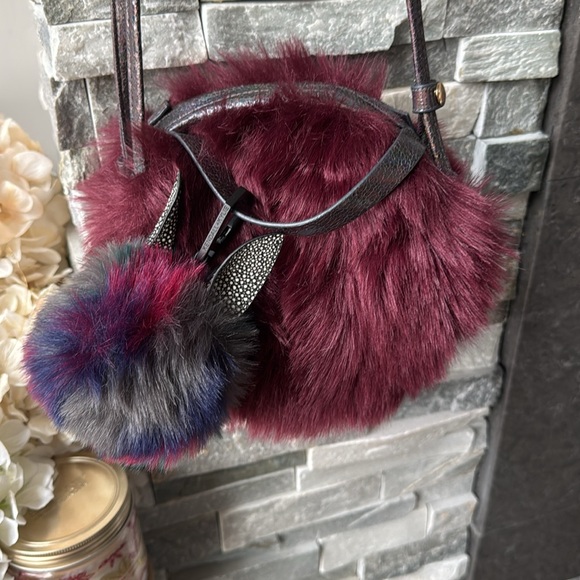 Free People Furry Crossbody and Kendall+ Kylie Furry accessory w/ leather ears - Picture 1 of 9